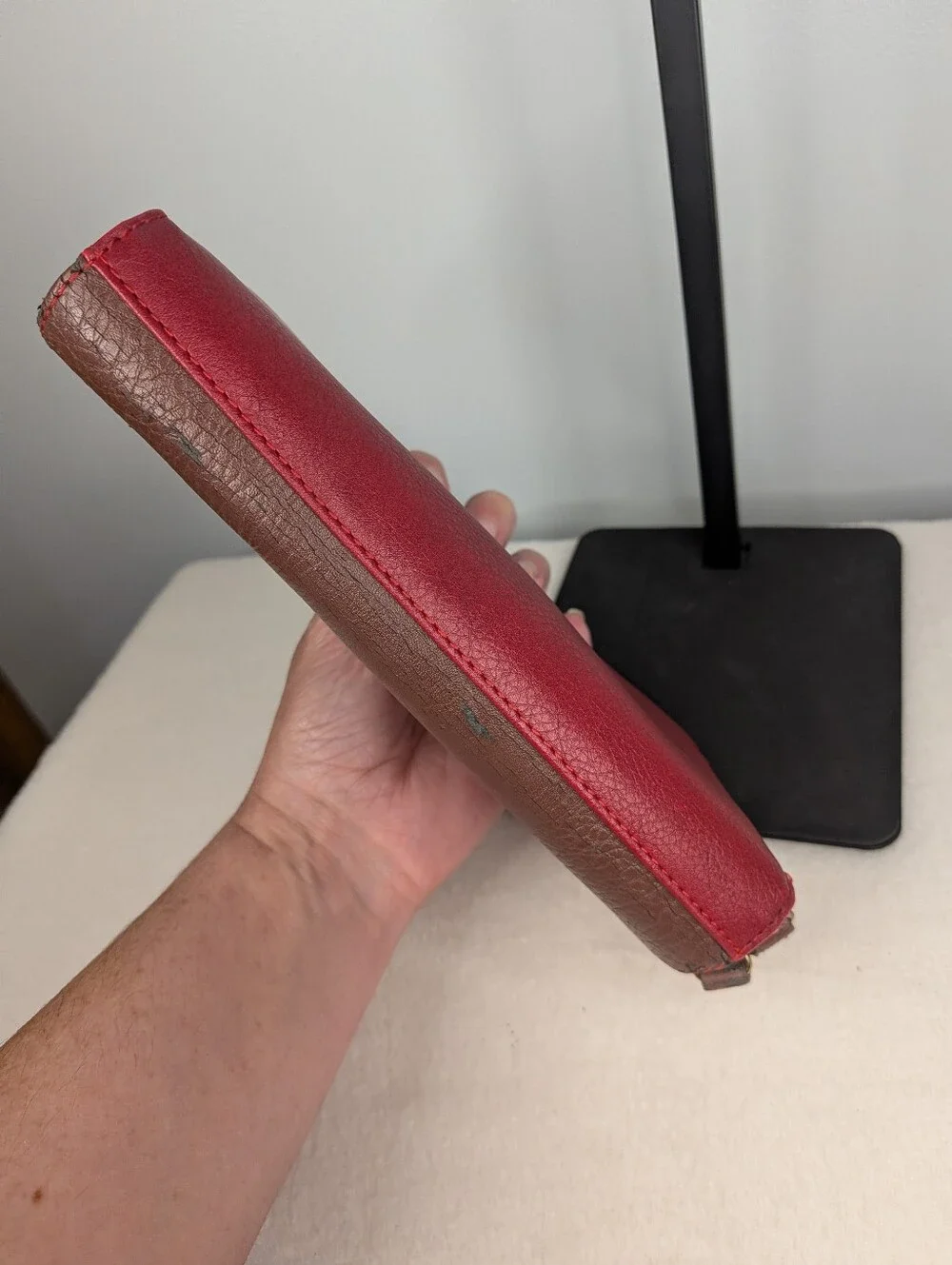 b.ø.c. Born Concept Red & Brown Double Zip-Around Organizer Wallet